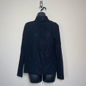Reiss Black Long Sleeve Lace Blouse Size 8 Medium